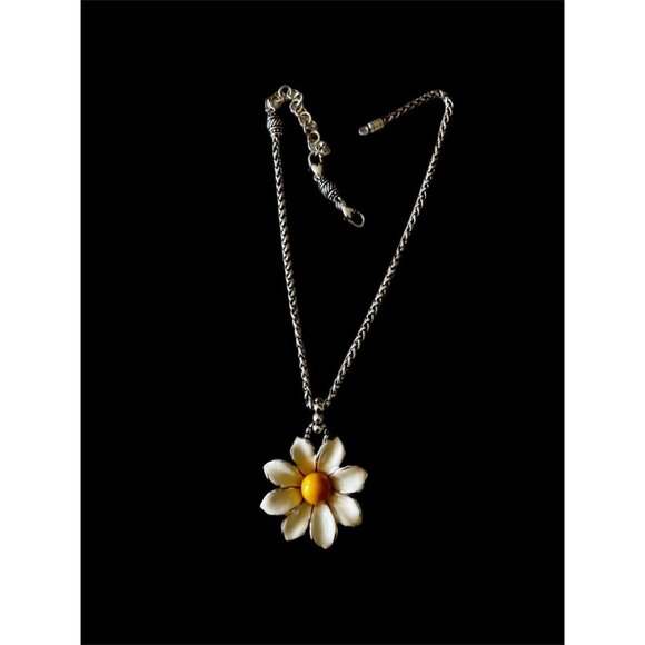 Brighton Sunny Days Daisy Flower Retired Necklace- W/Brighton Fabric Pouch - Picture 5 of 7